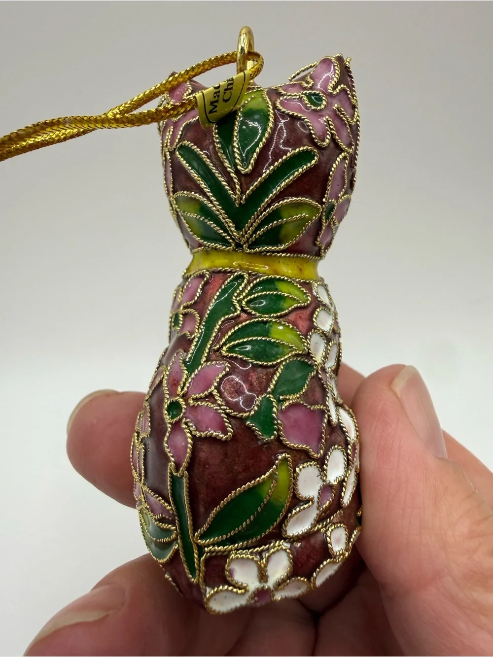 Vintage cloisonné Cat Ornament